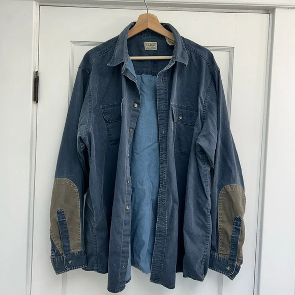 L.L. Bean Other - L.L. Bean Men's Indigo Denim Long Sleeve Elbow Patch Shirt Blue large